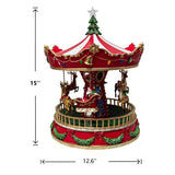 Member’s Mark 15" Pre-Lit Musical Christmas Carousel with Animated Santa & Reindeer