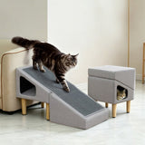 Catry Atwood Folding Pet Ramp with Condo, Convertible Pet Stool, Slope Cat Condo