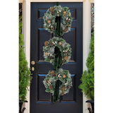 Member’s Mark 3-Piece Pre-Lit Flocked Wreath Décor with Evergreen Velvet Sash & Timer