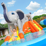 H2OGO! Kids Waterslide w/ Splash Pool Inflatable Mega Water Park Elephantastic