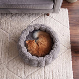 PawsPik 20" 3-in-1 Convertible Plush Cat Cave & Donut Bolster Hideaway Pet House