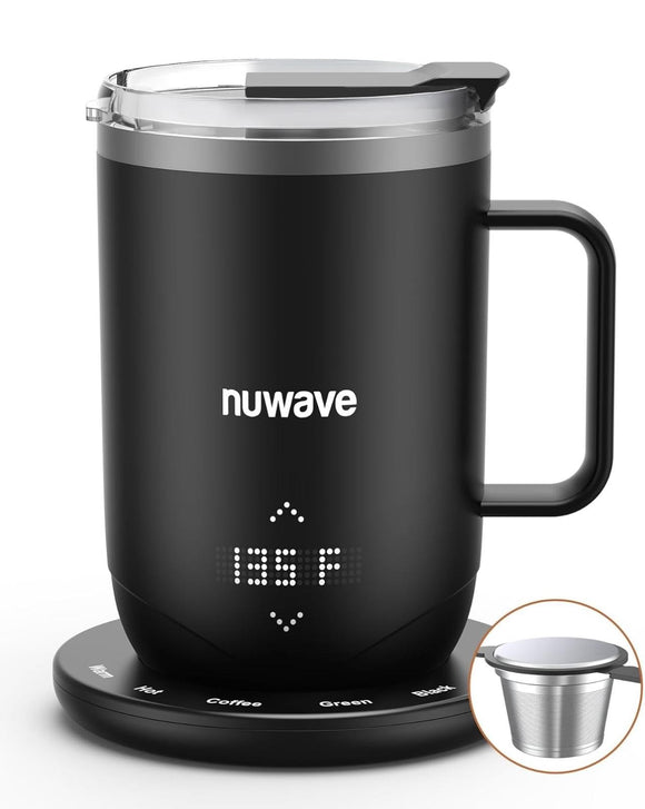 Nuwave Hot Brew Self-Heating Travel Mug with LED Display and Brewing System