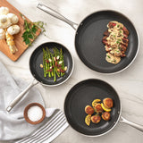 Member's Mark 3-Pc Ceramic Hybrid Fry Pan Set, Hexagon Tri-Ply Nonstick 8 10 12
