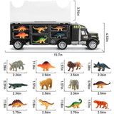 Dinosaur Truck Carry Case Toy Set – 6 Dinosaurs + 6 Wild Animals Gift Playset