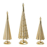 3-Pc Gold Metallic Resin Xmas Tree Set - 14"-21" Tabletop Holiday Decor Statues