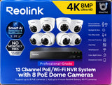 Reolink NVS8-8MD84TB 4K Security System with 8 PoE Dome Cameras, 4TB NVR & 12-Camera Expansion