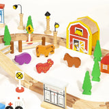 Maxim Enterprise 100-pc Wooden Train Set with Tracks, Trains, Crane & Vehicles