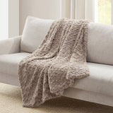 Casual Living Laine Faux-Fur Throw, 50" x 70" Plush Faux Rabbit Fur Face Blanket