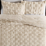 FRYE 3-Pc Faux Rabbit Fur Comforter Set - Basketweave 930 GSM Comforter & Shams