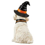 26" Resin Halloween Witch Dog Greeter, Lifesize Dog Welcome Porch Figurine Decor
