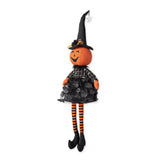 Glitzhome 30" Halloween Fabric Pumpkin Witch Sitter with Jack-O'-Lantern Head