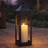 LumiPur 23" Black Iron Lantern with Flameless LED Candle and 6-Hour Timer