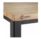 TRINITY 48" Adjustable Height Rubberwood Workbench, Heavy-Duty Steel Frame, 800 lb Capacity Workshop Table