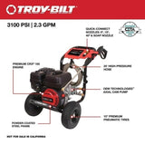 Troy-Bilt Gas Pressure Washer, 3100 Max PSI, 2.3 Max GPM, CRX165 163cc Engine