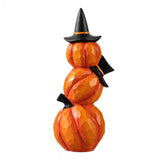 14.25 in. H Halloween Lighted Stacked Resin Pumpkin Table Decor
