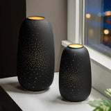 Set of 2 Evergreen LED Porcelain Lantern - Decorative Handmade Porcelain Lantern