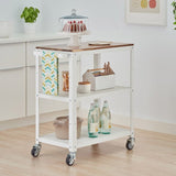 Seville Classics Stainless Steel Kitchen Cart, Storage Basket & Wheels Workspace