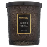 Bellevue 12 oz. Luxury Embossed Glass Candle, 4-pack Soy Blend Fragranced Wax