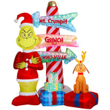 Dr. Seuss 7.5' Pre-Lit Grinch Airblown Inflatable with Max, Gifts & Animated Sign