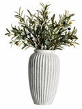 Elements Rustic Ceramic Temple Vase - Stoneware Decorative Vase w/ Ridged Finish