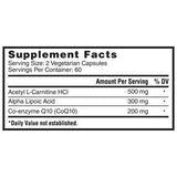 Nature's Lab CoQ10 + Alpha Lipoic Acid + Acetyl L-Carnitine HCl, 120 Capsules