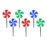 10" Peppermint LED Lawn Stakes Set 6-Pack with 180 Lights, Connect up to 20 Sets