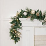 9' CGH Pre-Lit Artificial Christmas Garland with 90 Twinkle Warm White LED Light