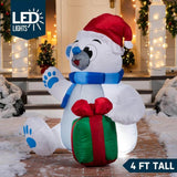 4 ft. Waving Polar Bear Christmas Inflatable with Swirling LED Lights
