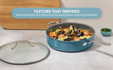 T-fal Inspire Ceramic Nonstick Jumbo Cooker with Glass Lid, 5-Qt, Teal Blue