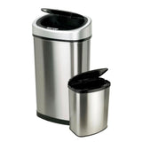Nine Stars Stainless Steel Motion Sensor Trash Can Set, 50L and 8L Touchless Can