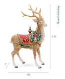 Fitz & Floyd 17.75" Noel Holiday Grand Deer, Ceramic Christmas Reindeer Figurine