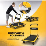 Simpli-Magic Foldable Platform Push Cart Dolly, Steel Flatbed & Swivel Casters
