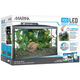 10 gal. Marina LED Glass Aquarium Kit – Canopy Light, Slim S15 Filter, Fish Net & Water-Care Supplies