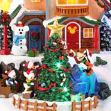 Disney Animated Musical Christmas Village with Mickey-Themed Bouncing Tower Ride