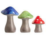 Mullally Ceramic Garden Mushrooms 3-Piece Set with Garden Stakes, Glazed Décor