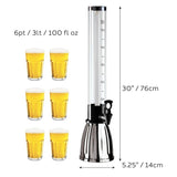 30" Oggi Beer & Beverage Tower, 3 qt Drink Dispenser with 2 Freezable Ice Tubes