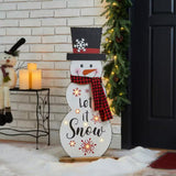 Glitzhome 36 in. H Wooden Christmas Snowman Porch Decor Lighted