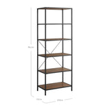 Bayside Furnishings Pierson 76-Inch Bookcase, 6 Fixed Shelves, Steel Frame