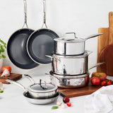Henckels 11-Piece Stainless Steel Ceramic Nonstick Cookware Set Induction Safe