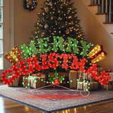 5 ft. Pre-Lit Merry Christmas Sign with 357 Red and Green LEDs, 8 Lighting Modes and Timer