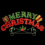 5 ft. Pre-Lit Merry Christmas Sign with 357 Red and Green LEDs, 8 Lighting Modes and Timer