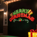 5 ft. Pre-Lit Merry Christmas Sign with 357 Red and Green LEDs, 8 Lighting Modes and Timer