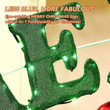 5 ft. Pre-Lit Merry Christmas Sign with 357 Red and Green LEDs, 8 Lighting Modes and Timer