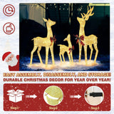 VEIKOUS 3-Piece Pre-Lit Reindeer Family with 200 LED Lights