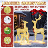 VEIKOUS 3-Piece Pre-Lit Reindeer Family with 200 LED Lights