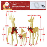 VEIKOUS 3-Piece Pre-Lit Reindeer Family with 200 LED Lights