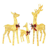 VEIKOUS 3-Piece Pre-Lit Reindeer Family with 200 LED Lights