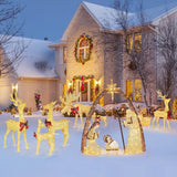 VEIKOUS 3-Piece Pre-Lit Reindeer Family with 200 LED Lights
