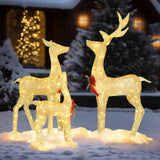VEIKOUS 3-Piece Pre-Lit Reindeer Family with 200 LED Lights