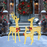 VEIKOUS 3-Piece Pre-Lit Reindeer Family with 200 LED Lights
